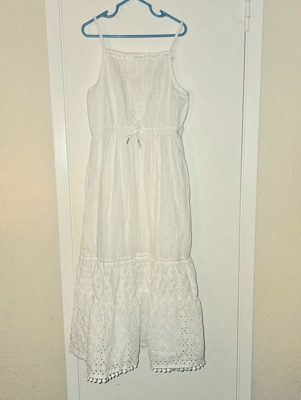 White Cat & Jack girls' embroidered casual maxi dress adjustable Straps